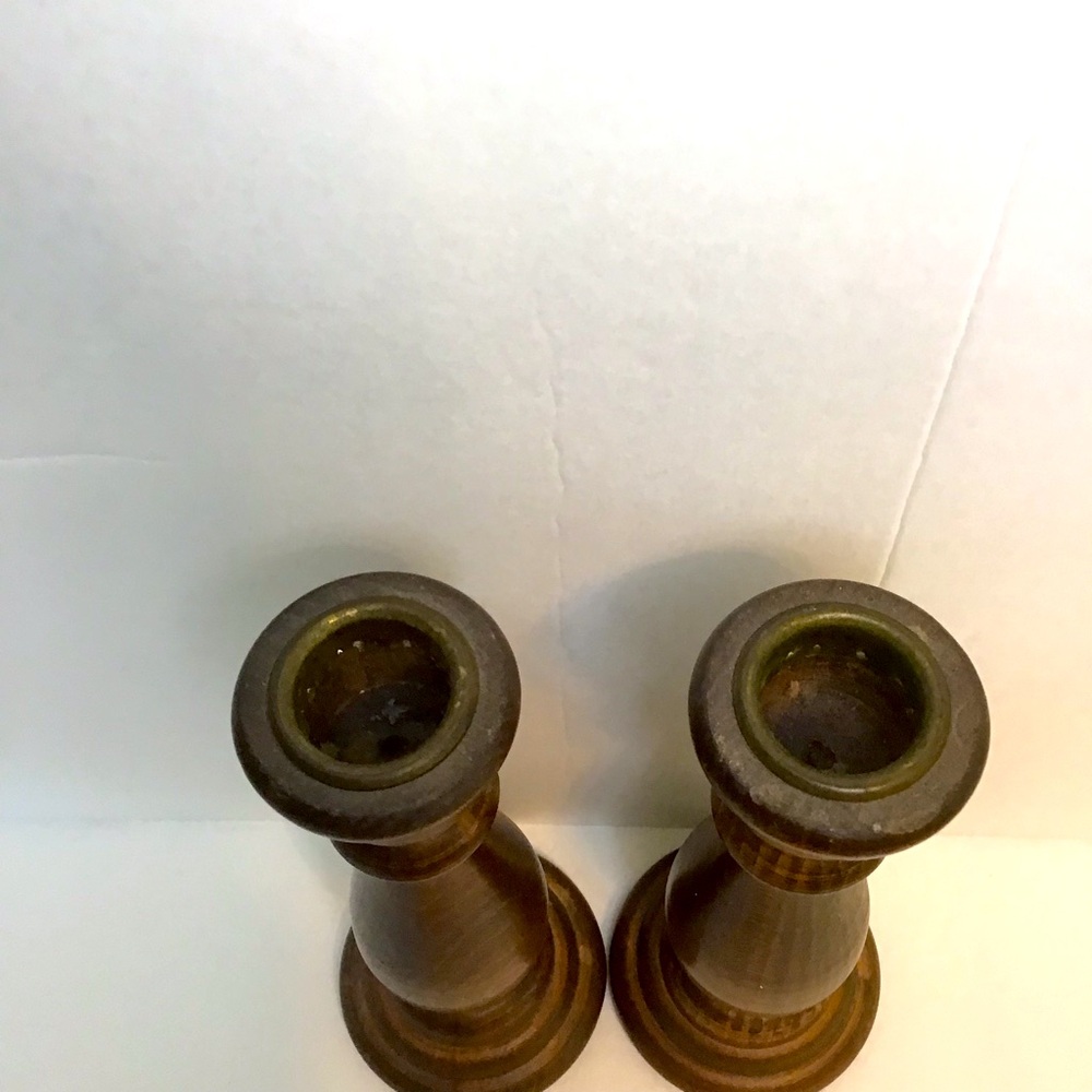 VINTAGE Cottagecore Boho Wood Candlestick Set - Picture 7 of 8